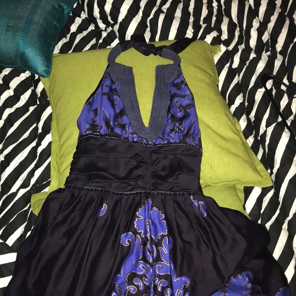 Black & Blue Halter Free People Dress